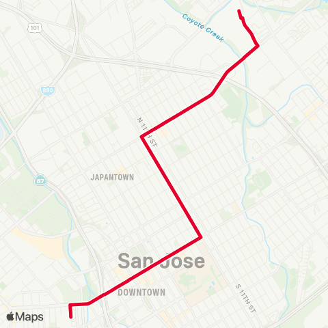 VTA San Jose Diridon - Berryessa BART map