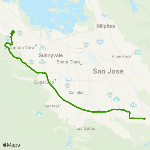 VTA South San Jose - Stanford Research Park map