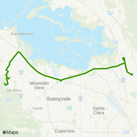 VTA Milpitas BART - Stanford Research Park map
