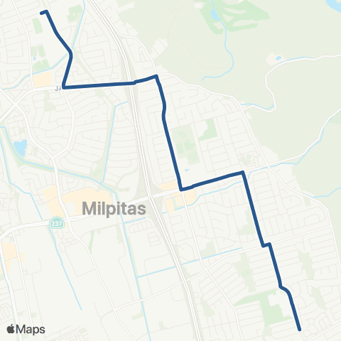 VTA Milpitas HS - Yellowstone & Butano map