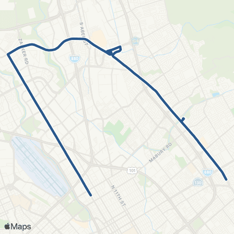VTA Civic Center - Baypointe - Alum Rock map