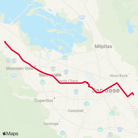 VTA Palo Alto TC - Eastridge map