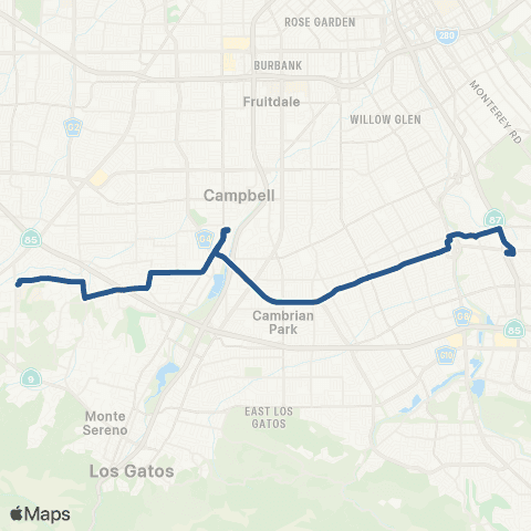 VTA West Valley Coll - Capitol Station map