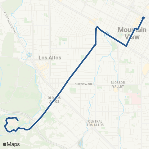 VTA Foothill Coll - Mnt View TC via El Monte map