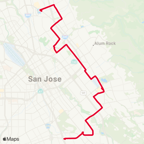 VTA Milpitas BART - Capitol Sta via Jackson map
