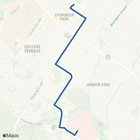 VTA California Ave Caltrain - Palo Alto VA Hosp map