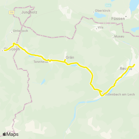 Verkehrsverbund Tirol Reutte - Weißenbach a. L. - Tannheim - Oberjoch map