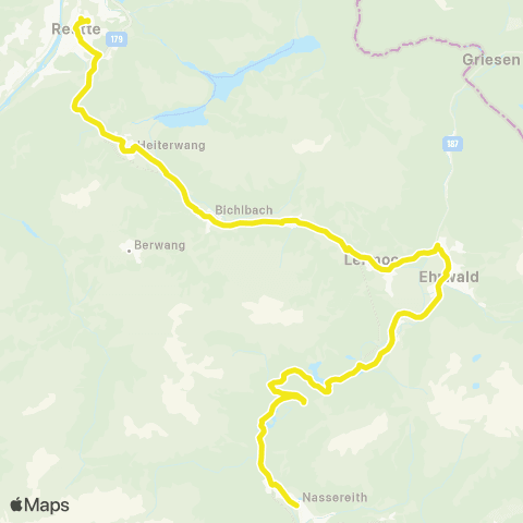 Verkehrsverbund Tirol Reutte - Bichlbach - Ehrwald - Nassereith map