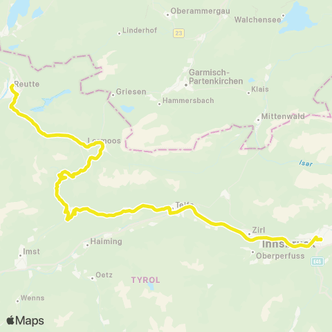 Verkehrsverbund Tirol Reutte - Nassereith - Telfs - Innsbruck map