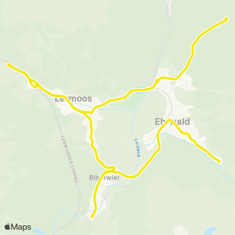 Verkehrsverbund Tirol Ehrwald: Zugspitzbahn - Bahnhof - Kirchplatz - Almbahn map