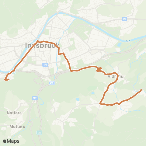 Verkehrsverbund Tirol Aldrans Fagslung - Mentlberg map