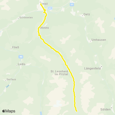 Verkehrsverbund Tirol Imst - Arzl i. P. - Jerzens - St. Leonhard i. P. - Mittelberg map