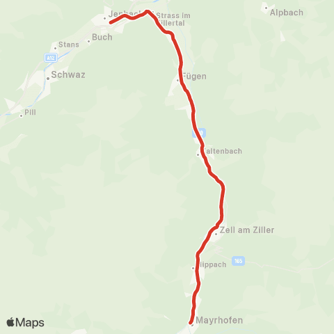 Verkehrsverbund Tirol Jenbach - Mayrhofen map