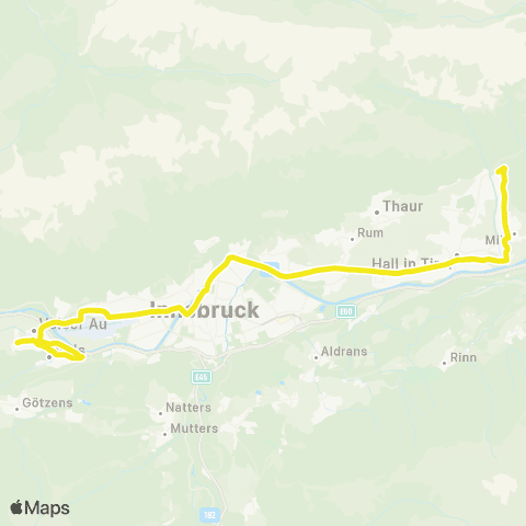 Verkehrsverbund Tirol Mils - Hall in Tirol - Innsbruck - Völs map