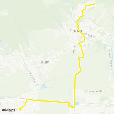 Verkehrsverbund Tirol Thaur Föhrenweg - Thaur Isserbrücke - Rum Bahnhof - Neu-Rum map