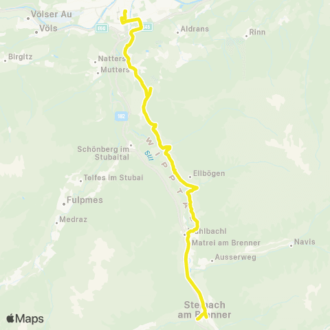 Verkehrsverbund Tirol Innsbruck - Patsch - Ellbögen - Matrei a. Br. - Steinach a. Br. map