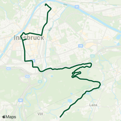 Verkehrsverbund Tirol Igls Bahnhof - Mühlauer Brücke map