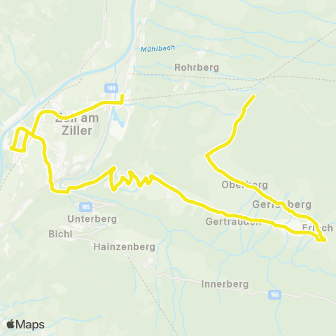 Verkehrsverbund Tirol Zell - Rohrberg - Gerlosberg - Zell map