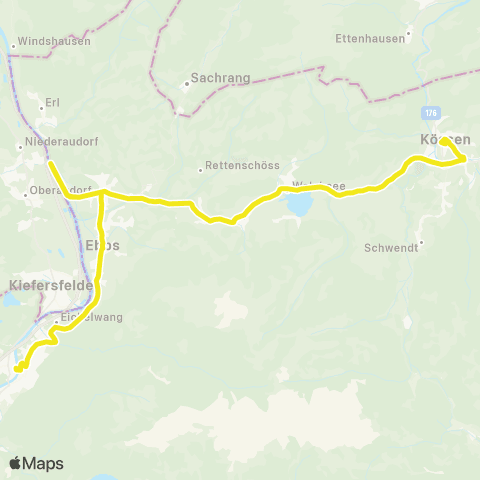 Verkehrsverbund Tirol Kufstein - Niederndorf - Erl - Kössen Kufstein - Ebbs - Niederndorf - Erl - Walchsee - Kössen map