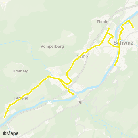 Verkehrsverbund Tirol Schwaz - Fiecht - Vomp - Terfens map