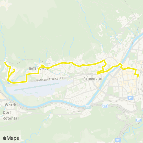 Verkehrsverbund Tirol Hauptbahnhof - Kranebitten Bahnhof map