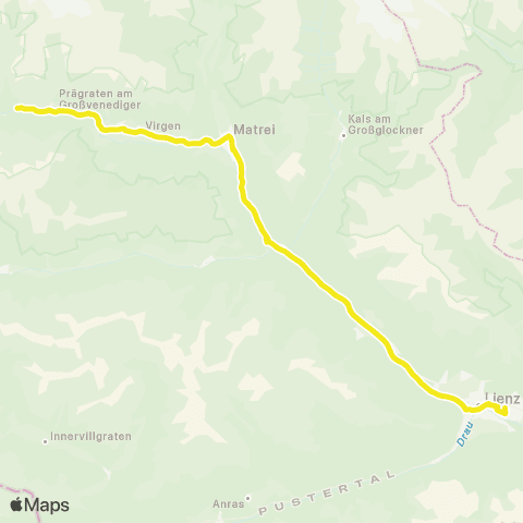 Verkehrsverbund Tirol Lienz - Ainet - Huben - Matrei i. O. - Virgen - Prägraten a. G. map