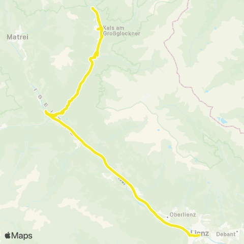Verkehrsverbund Tirol Lienz - Ainet - St. Johann i. W. - Huben - Kals a. G. map