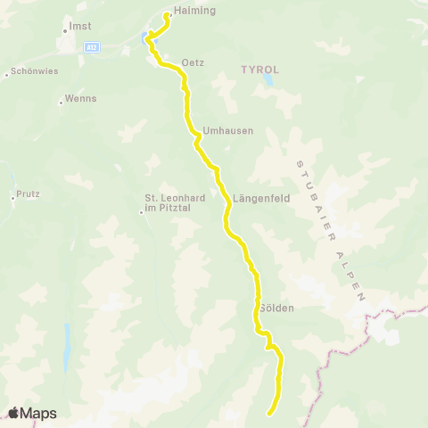 Verkehrsverbund Tirol Imst - Ötztal-Bahnhof - Sölden - Obergurgl - Hochgurgl map