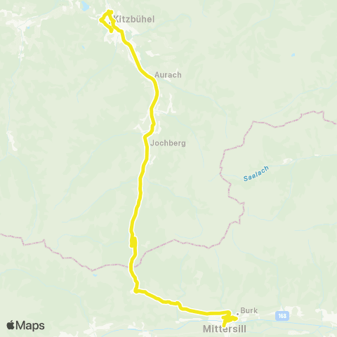 Verkehrsverbund Tirol Kitzbühel - Aurach b. Kb. - Jochberg / Mittersill map