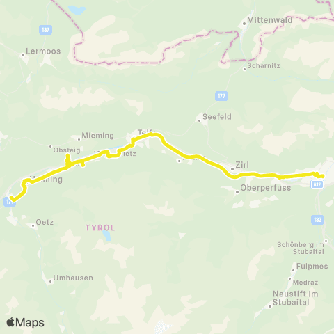 Verkehrsverbund Tirol Ötztal-Bahnhof - Stams - Telfs - Innsbruck map