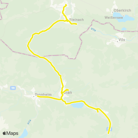 Verkehrsverbund Tirol Nesselwängle - Haldensee - Tannheim - Grän - Pfronten map