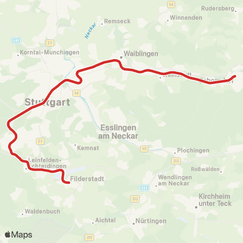 VVS Schorndorf - Stuttgart - Flughafen / Messe - Filderstadt map