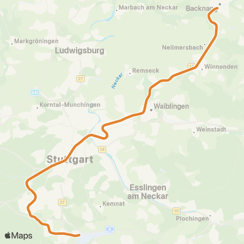 VVS Backnang - Vaihingen ( - Flughafen / Messe) map