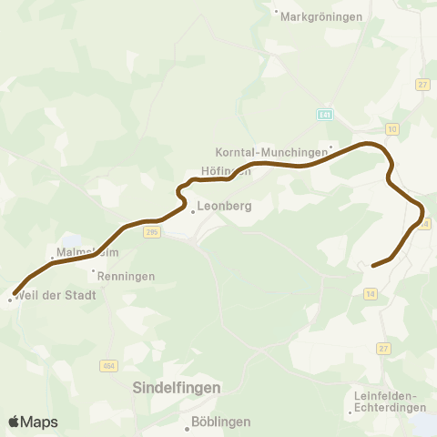 VVS Weil der Stadt - Leonberg - Stuttgart map