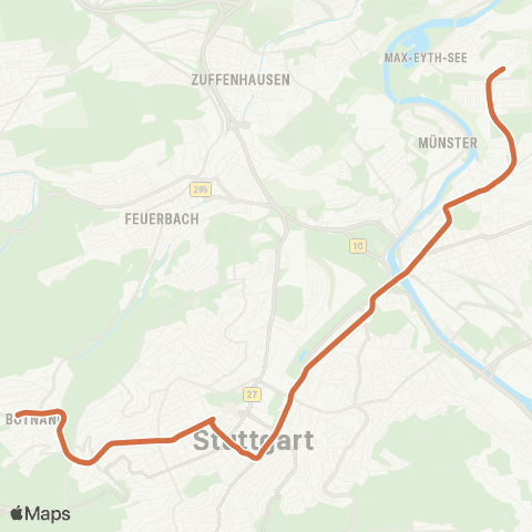 VVS Neugereut - Charlottenplatz - Botnang map
