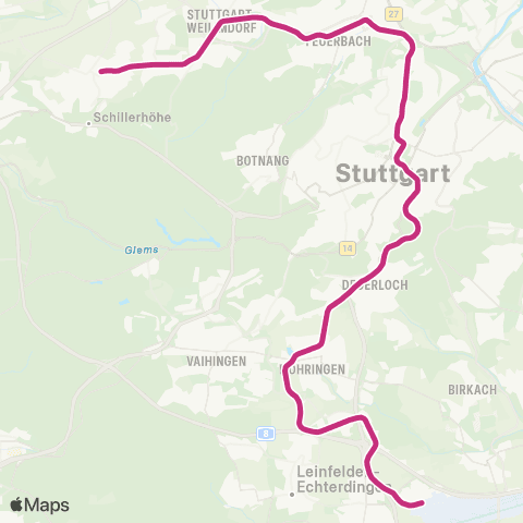 VVS Gerlingen - Hauptbahnhof - Flughafen / Messe map