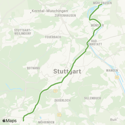 VVS Mühlhausen - Charlottenplatz - Vaihingen map