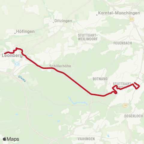 VVS Rotebühlplatz - Schwabstraße - Leonberg map