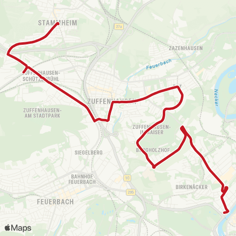 VVS (Korntaler Straße - ) Borkumstraße - Hallschlag - Rosensteinbrücke map