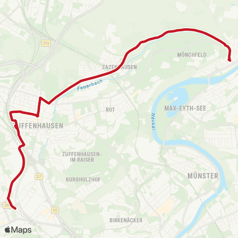 VVS Mühlhausen - Zazenhausen - Zuffenhausen ( - Feuerbach) map