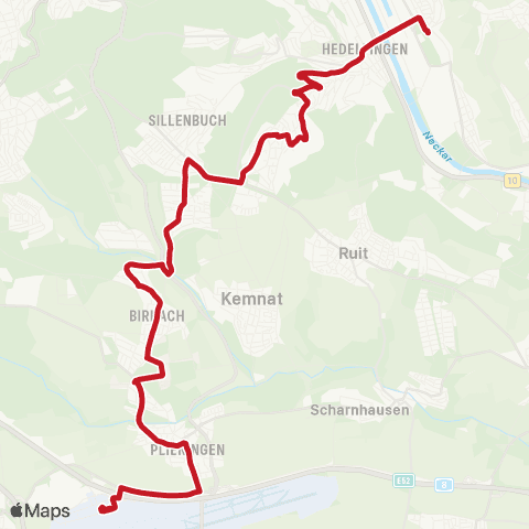 VVS (Uhlbach - ) Obertürkheim - Plieningen - Flughafen / Messe (SAB) map