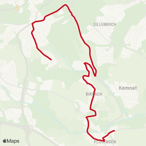 VVS (Hoffeld - ) Ruhbank (Fernsehturm) - Plieningen map