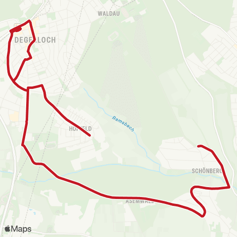VVS Hoffeld - Degerloch ZOB - Schönberg map