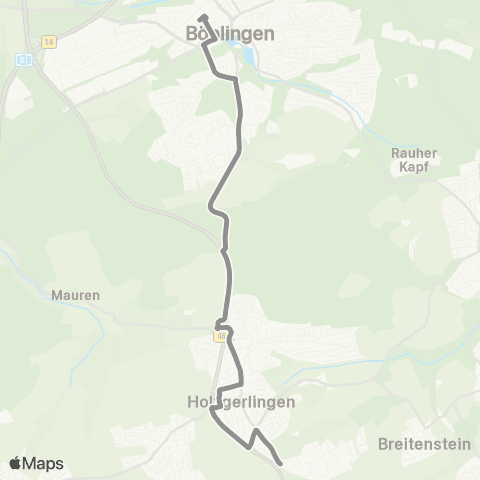 VVS Holzgerlingen - Böblingen (Schienenersatzverkehr) map