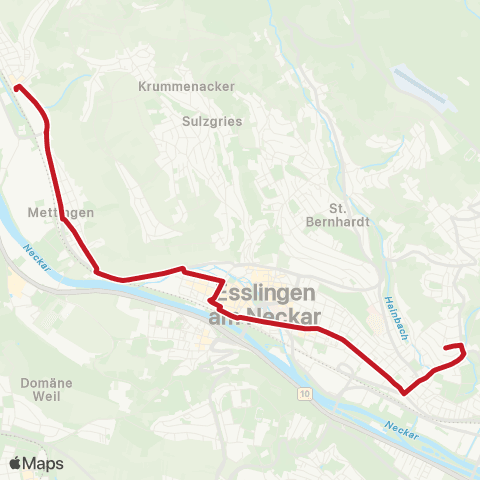 VVS Lerchenäcker - Esslingen (N) ZOB - Obertürkheim map