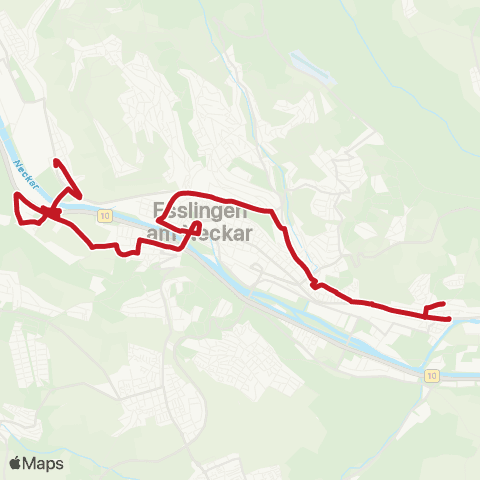 VVS Zell - Esslingen (N) ZOB - Weil - Mettingen map