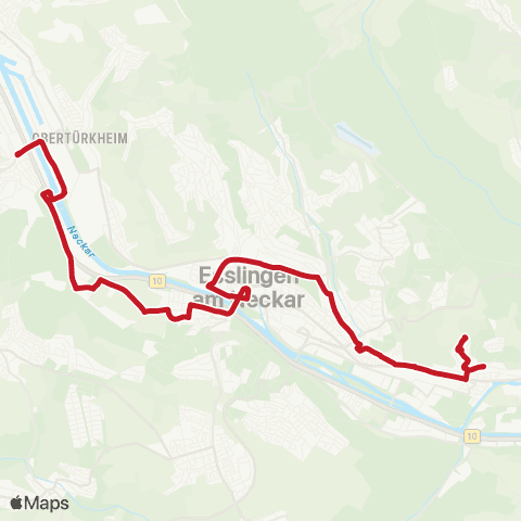 VVS Zell - Esslingen (N) ZOB - Weil - Hedelfingen map