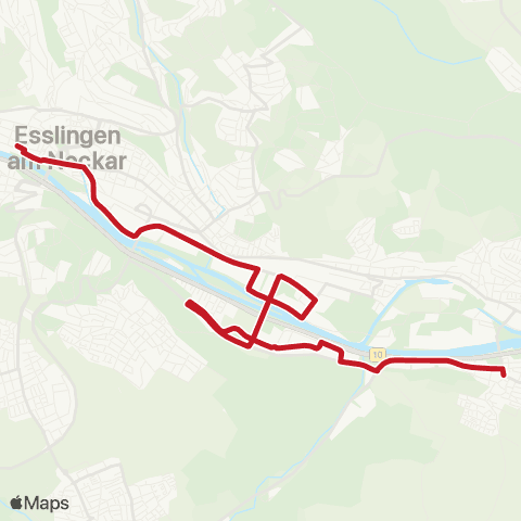 VVS Esslingen (N) ZOB - Industriegebiet - Sirnau - Deizisau map
