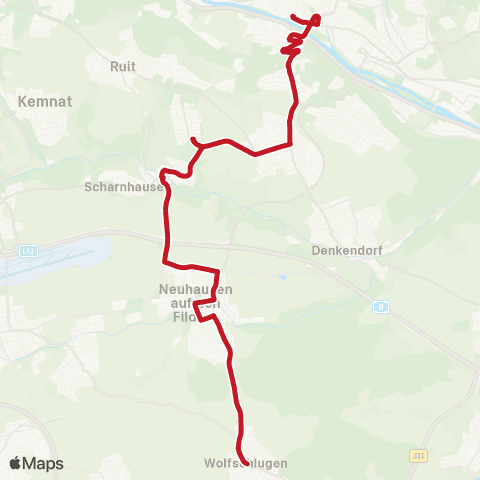VVS Esslingen (N) - Nellingen - Neuhausen ( - Wolfschlugen) map