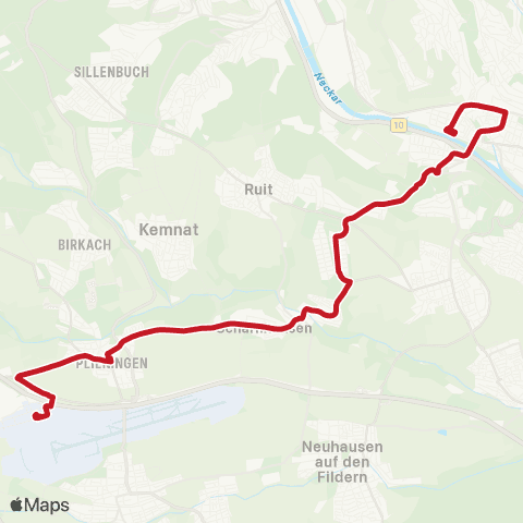 VVS Esslingen (N) - Scharnhausen - Flughafen / Messe map